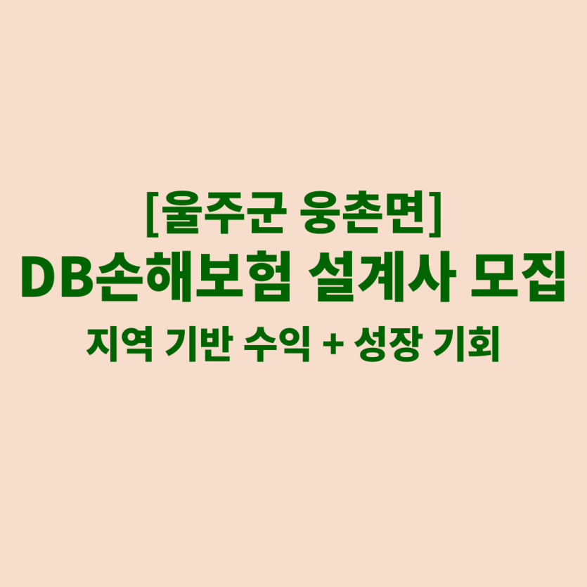 DB손해보험 울산 웅촌면 보험설계사 채용 공고 이미지 – 신입, 경력자, 이직자 모집