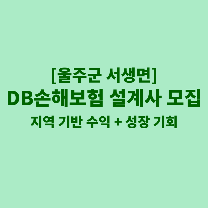 DB손해보험 울산 서생면 보험설계사 채용 공고 이미지 – 신입, 경력자, 이직자 모집