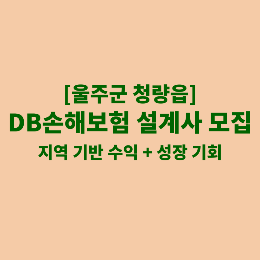 DB손해보험 울산 청량읍 보험설계사 채용 공고 이미지 – 신입, 경력자, 이직자 모집