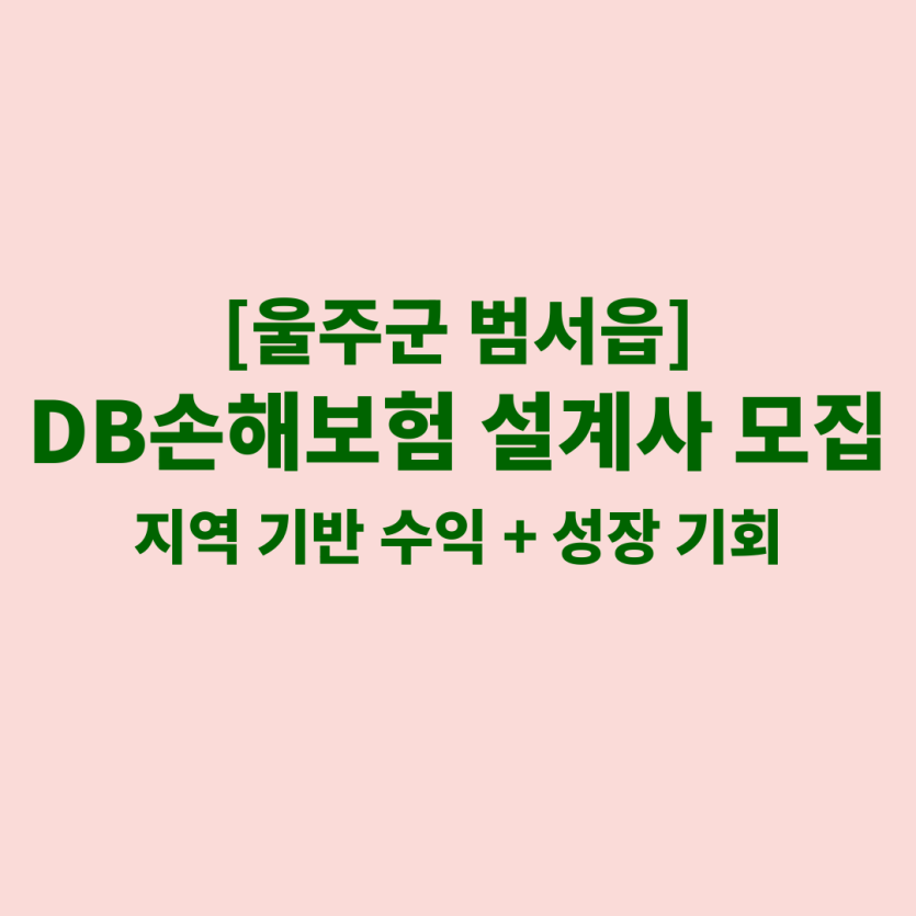 DB손해보험 울산 범서읍 보험설계사 채용 공고 이미지 – 신입, 경력자, 이직자 모집